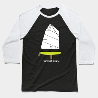 Optimist Sailing Dinghy Lt. Green Baseball T-Shirt